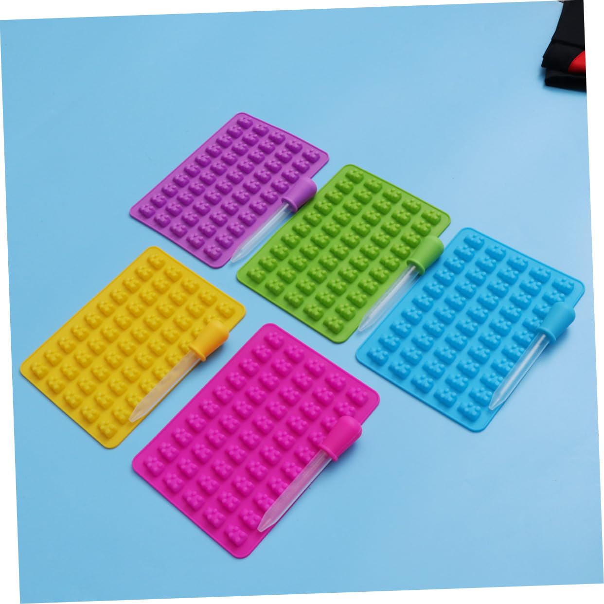 POPETPOP 5sets Stampo in Silicone per Cioccolato Forma di Orso con Contagocce per Caramelle Gommose o Zucchero Dimensioni Mini Facile da Usare e Pulire