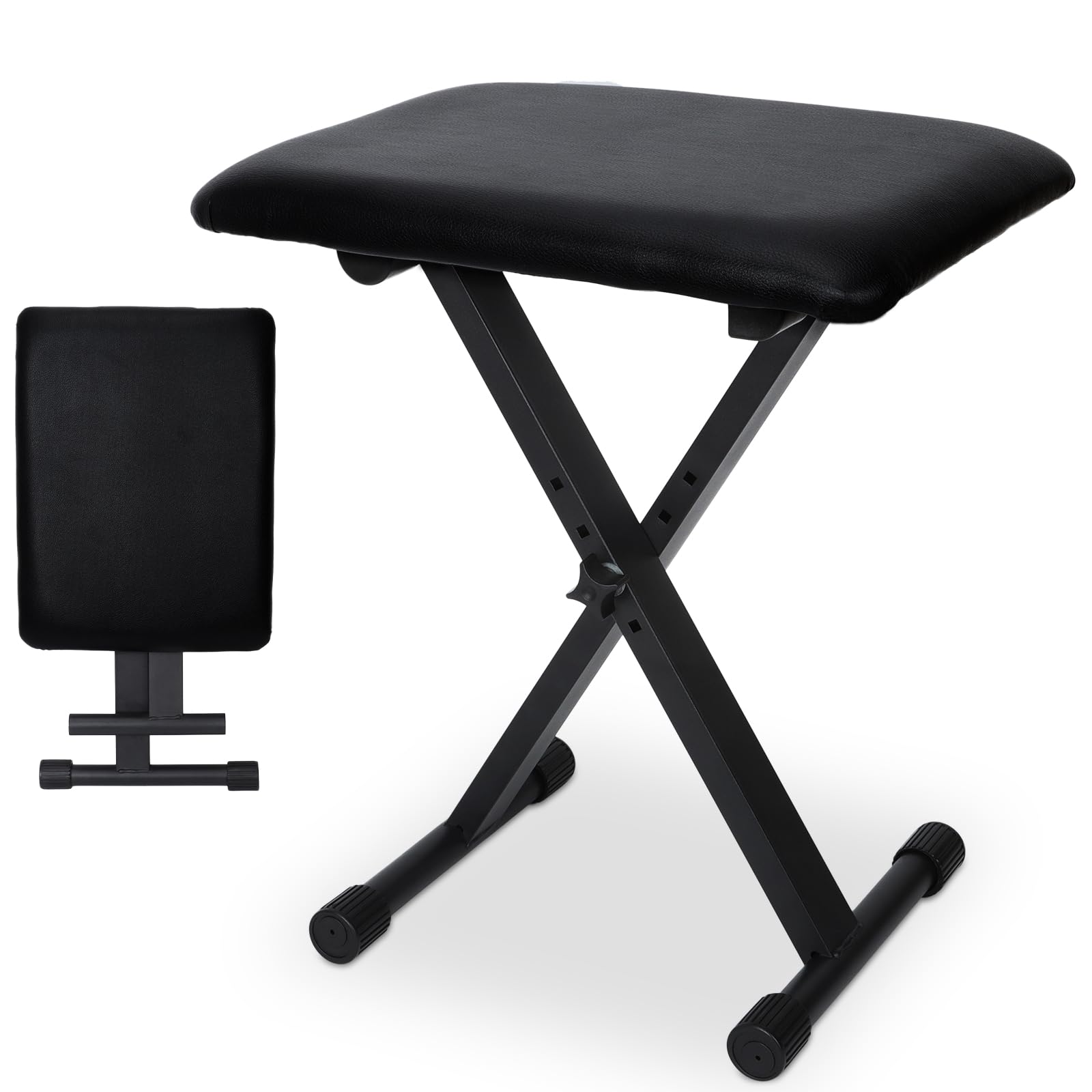 Banco de piano, banco de teclado, estilo X, acolchado, ajustable, portátil, plegable, impermeable y antideslizante