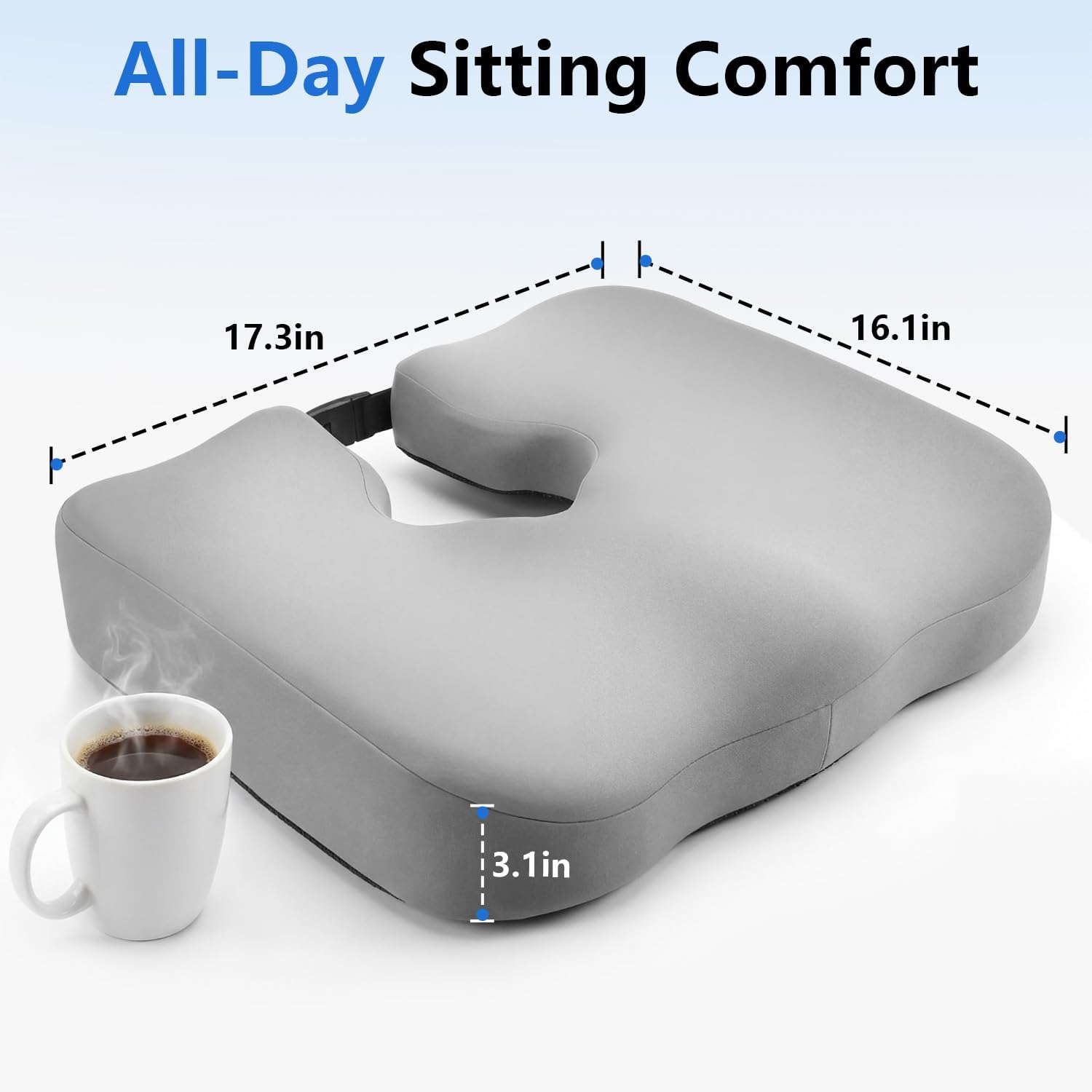 Donut Pillow Wheelchair Cushions, Plush Yet Supportive Memory Foam with Cross-shaped Cutout for Ulcer, Hemorrhoid, Tailbone, Hemorrhoid & Sciatica Pain Relief, Also Ideal for Office & Dining Chair