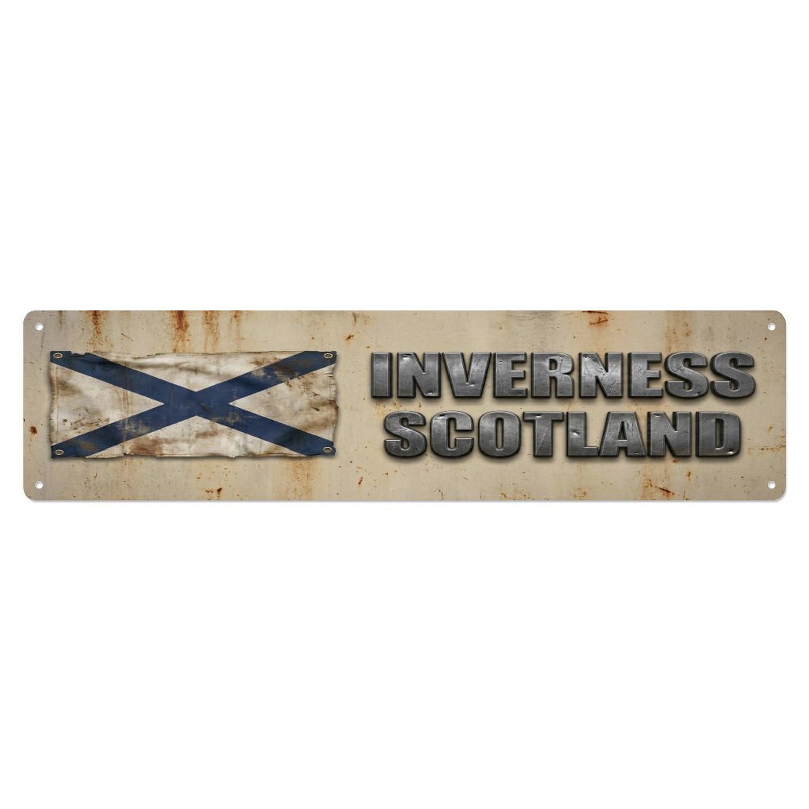 Okahys 4X16inch(10X40cm) Vintage Inverness Scotland Flag Decor Rustic Travel Metal Tin Sign