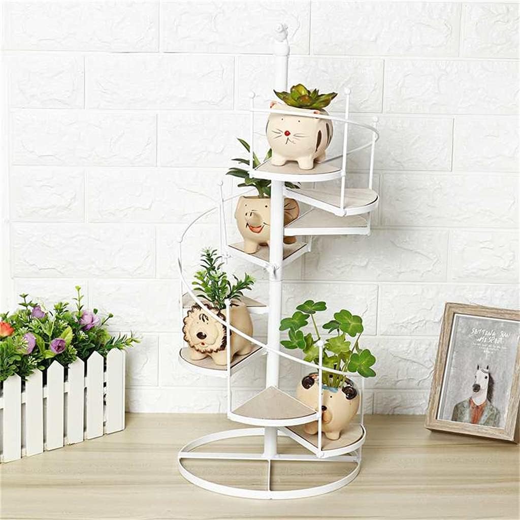 Rack Stand Plants Succulent Shelf 8 Layer Stair Shape Desktop Garden Flower Stand + Wood Plate(Onecolor)
