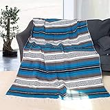 Eccbox 72 X 51 Inch Mexican Throw Blanket with Assorted Bright Colors Woven Mexican Falsa Serape...