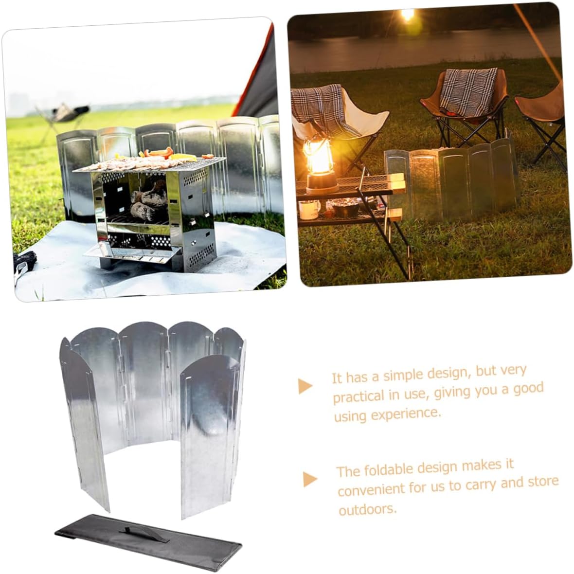 Portable Wind Deflector Windproof Camping Tarp for BBQ Stove Windscreen Easy to Carry and Store