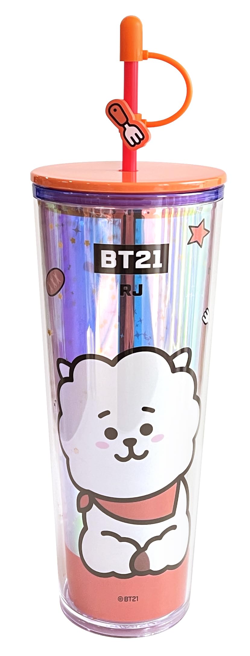 Miniso Bt21 Collection Double Wall Plastic Tumbler With Straw (800Ml)(Rj)