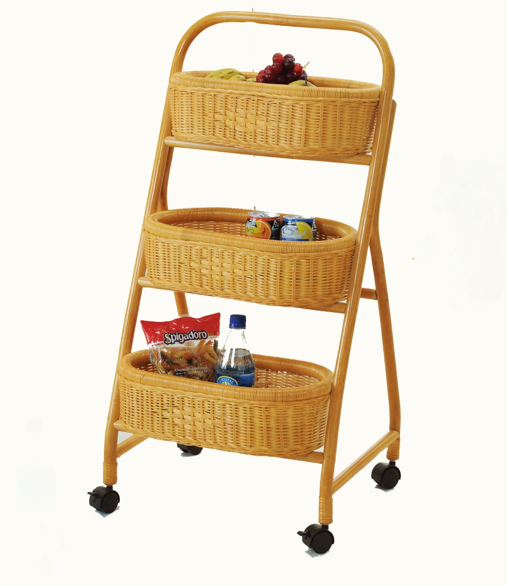Imaeda Shoten R-269 Rattan Basket Rack with Casters