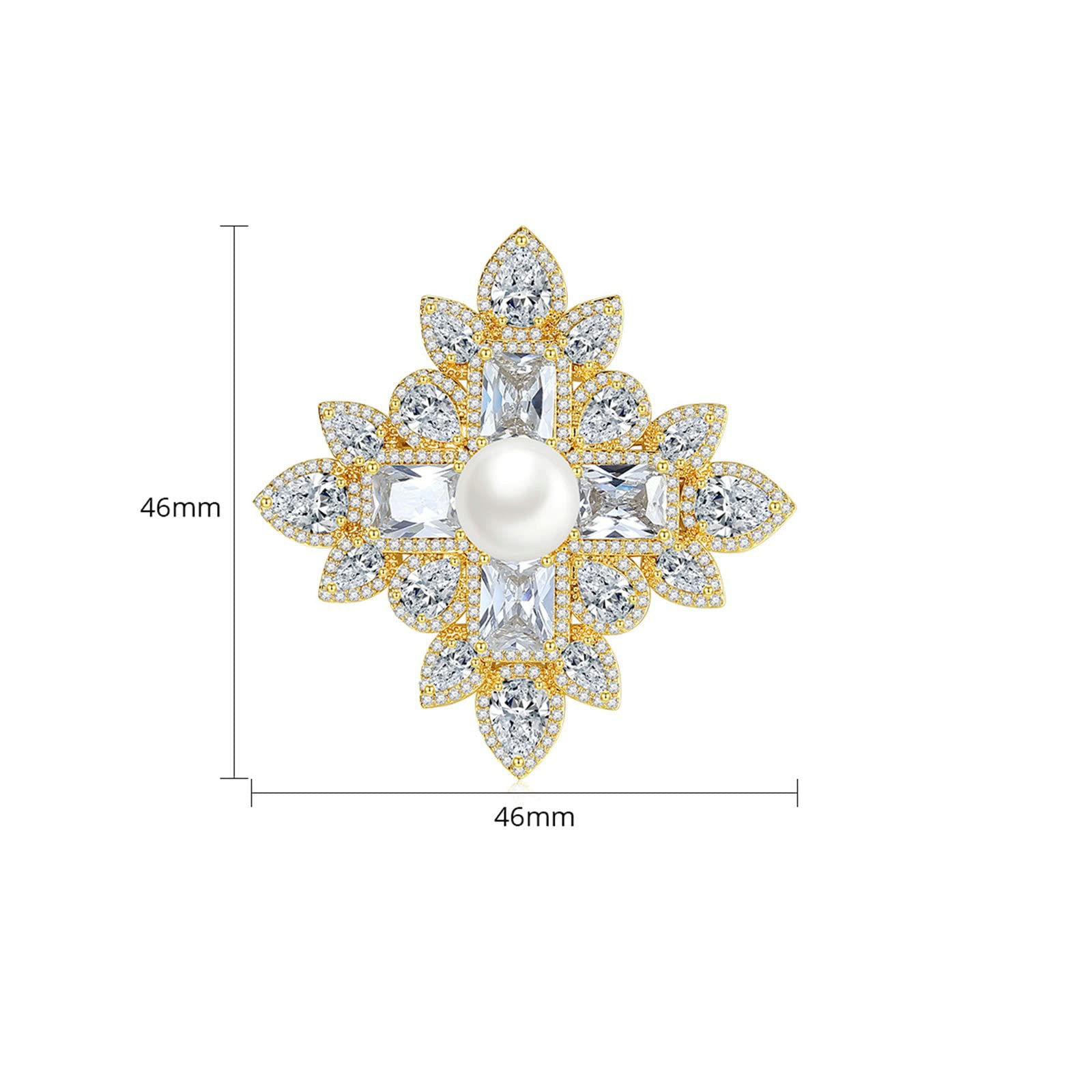 KnSam Damen Brosche, Anstecker Vintage Blume Kupfer Anstecker Zubehör Frau Mädchen Zirkonia Silber Anstecknadel