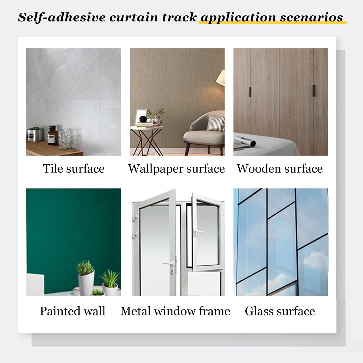 Selbstklebende Schiene, einfache Installation, kein Bohren erforderlich, perfekt für Zuhause, Büro und Mietwohnungen, 600 cm lang, vielseitig einsetzbar und Fensterbehandlung, Solut