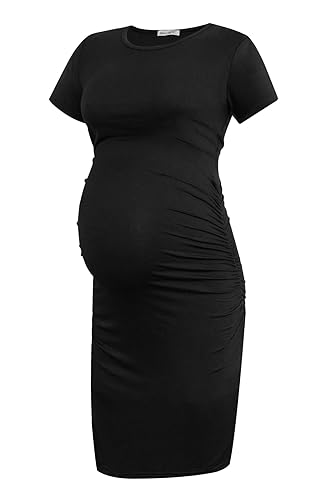 Smallshow Women's Short Sleeve Maternity Dress Ruched Pregnancy Clothes