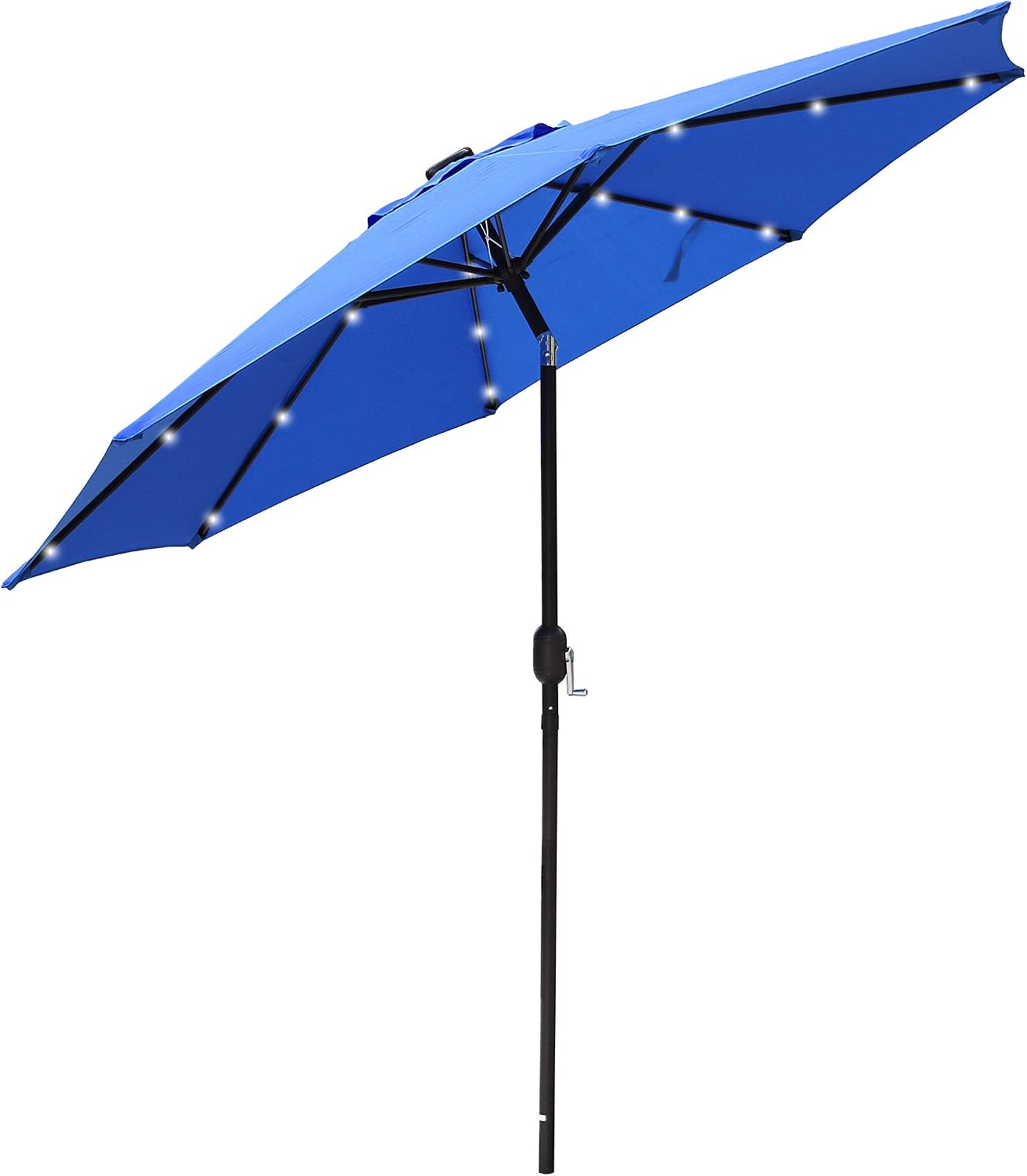 ABBLE 9 Ft Solar Led Lighted Outdoor Patio Umbrella with Tilt and Crank, Weather Resistant, UV Protective Umbrella, Durable, 8 Sturdy Steel Ribs, Market Outdoor Table Umbrella - Aqua