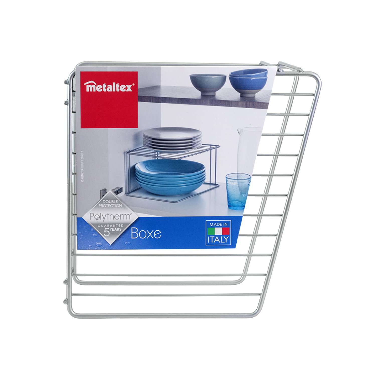 Metaltex Boxe mensola angolare, Filo Ferro, Bianco, 2 PIANI (Confezione da 2)