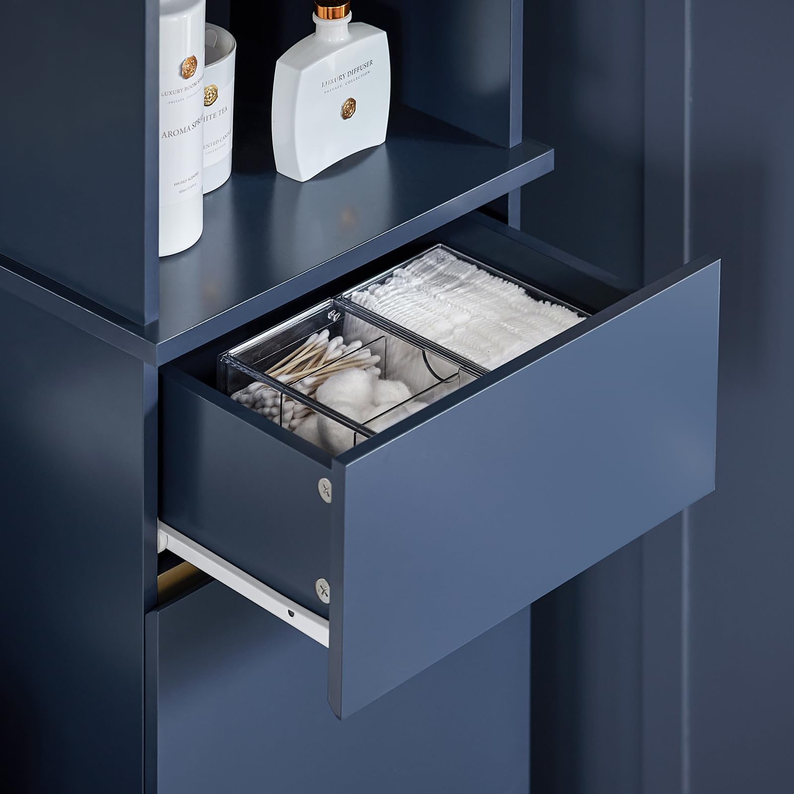 SoBuy Meuble Salle de Bain Colonne Rangement avec 3 Étagères Ouvertes, Armoire avec Porte et Tiroir Petit Meuble de Rangement Salle de Bain pour Espaces Réduits 35 x 30 x 170 cm BZR112-B