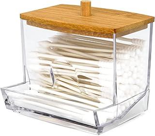 Cotton Swab Pads Holde, Qtip Cotton Swab Dispenser, Bathroom Countertop Decorative Storage Organizer, Clear Holder for Storage 1 Pcs