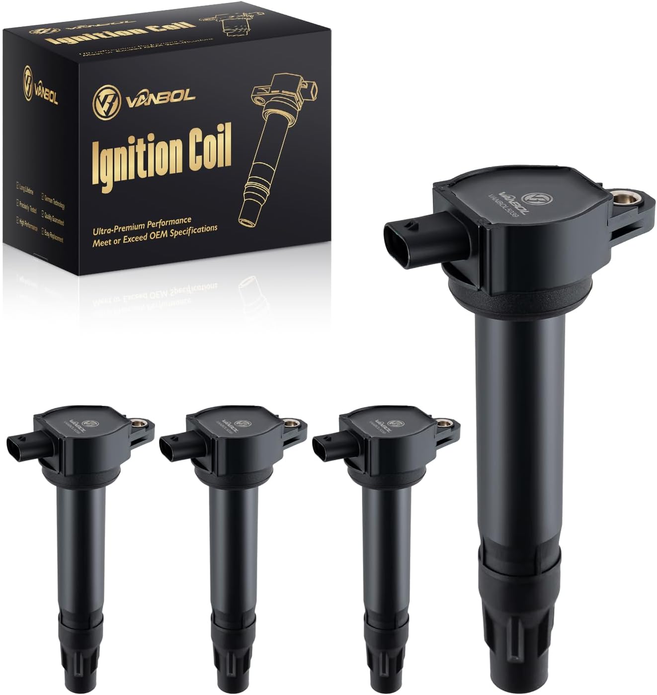 Set of 4 UF557 Ignition Coil Pack & Iridium Spark Plugs Compatible with Jeep Patriot Compass Dodge Avenger Caliber Journey Chrysler Sebring 200 2007-2020 1.8L 2.0L 2.4L L4 Replaces 04606823AB