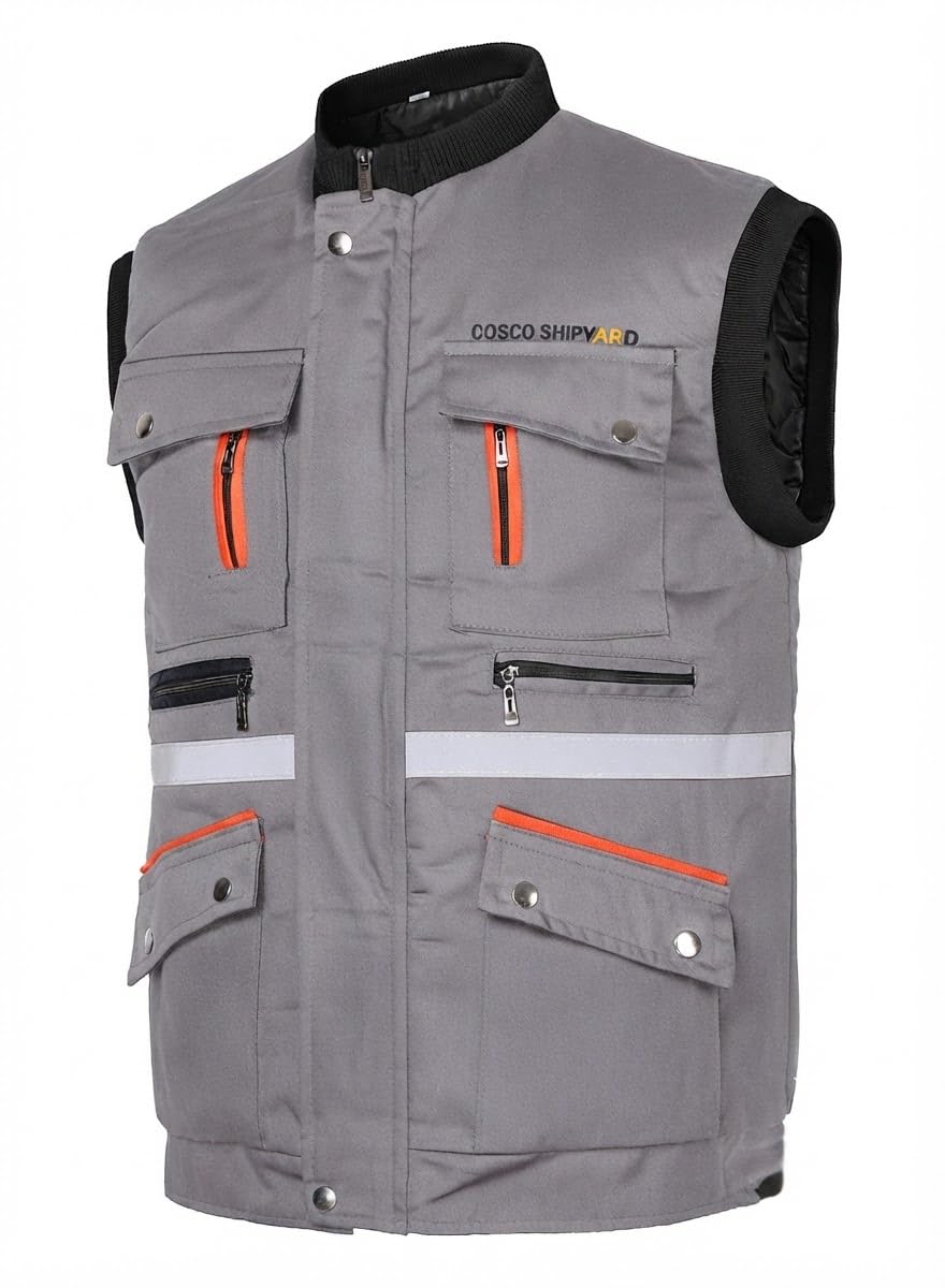 Uomo Gilet da Lavoro Imbottito Alta Visibilità Caldo Gilet Inverno Giacca Senza Maniche da Lavoro