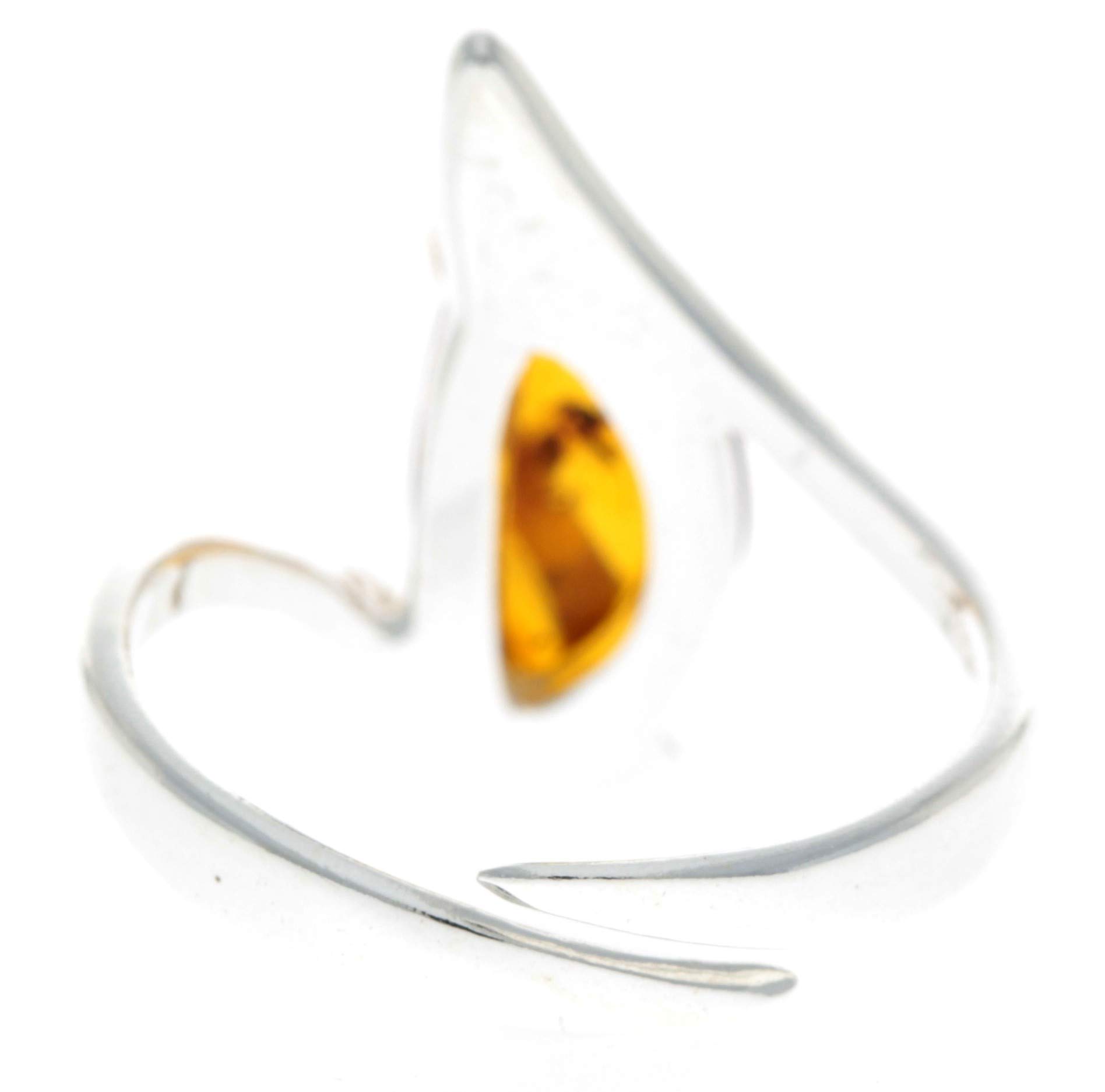 Anillo moderno de plata de ley y ámbar báltico auténtico – GL402