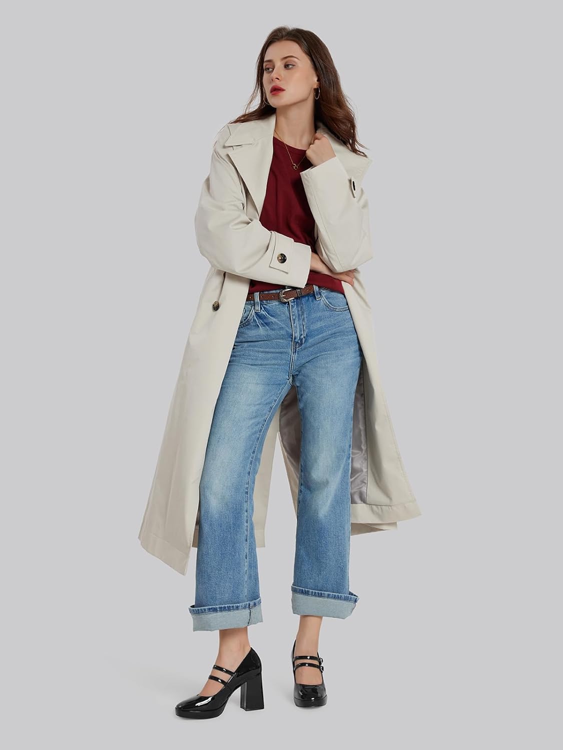 Women Mary Jane Shoes: Comfortable Closed Toe Chunky Heels, Dress Platform Pumps Prom Graduation Formal Wedding Shoes Black/Red/White/Nude - Image 2