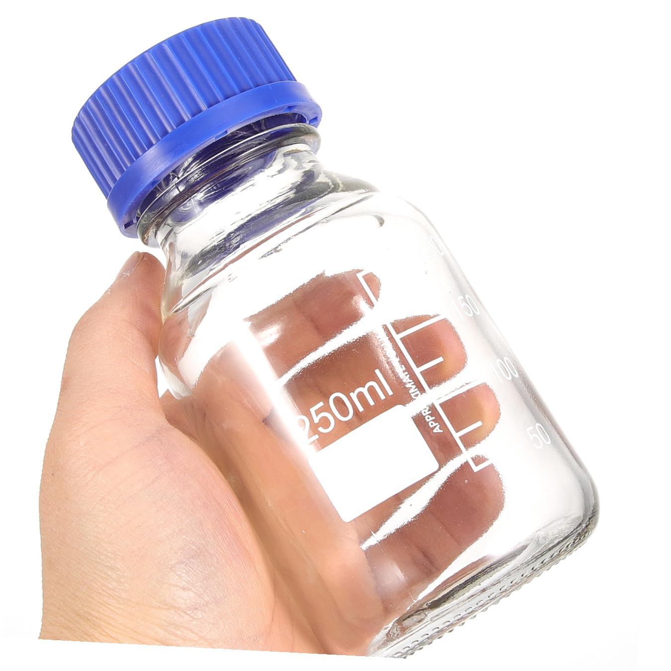 ULTECHNOVO 4 Pezzi Bottiglie di Reagente in Vetro Blu Graduato da 250ml con Tappi a Vite Resistenti Agli Urti per Applicazioni in Laboratorio e Fabbrica