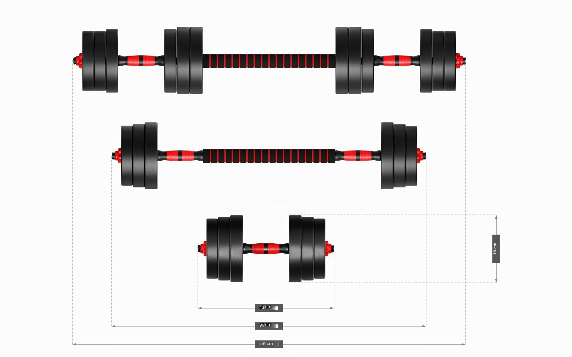 ATHLER Lion | Verstellbares Hantelset Kurzhantel Langhantel Kettlebell | 2-in-1 Hanteln 20–65 kg | Home Gym Fitness Krafttraining Set | Aerobic Gewichtstraining | 1 Set