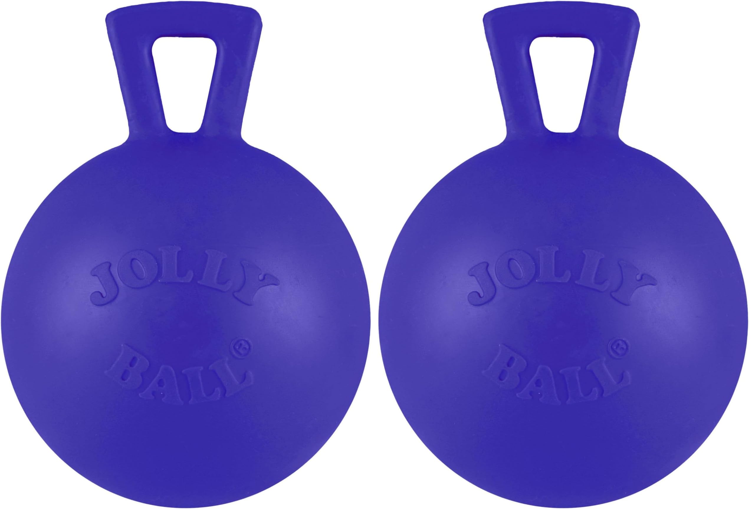 Jolly Pets Tug-n-Toss Heavy Duty Dog Toy Ball with Handle 4 Inches Petite Blue 404 BL Small Breeds