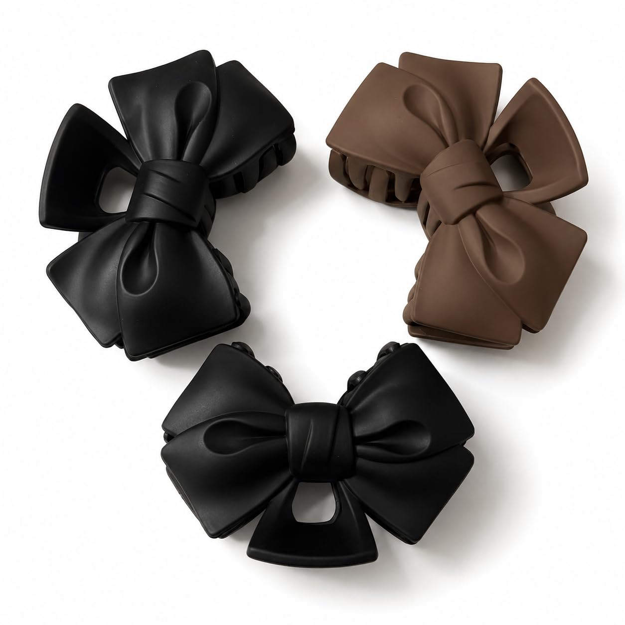 Hair Clutcher Claw Clip for Women & Girls | Strong Hold Matte Finish Hair Accessories | Lightweight Non-Slip Hair Clip for Bun, Ponytail & Everyday Styling (Big 3 Pcs - Bow Clip Dark)-image-40