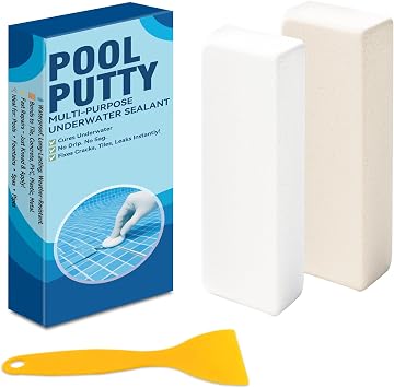 Pool Putty, 2 Part High Strength Epoxy Putty for Underwater or Above Fast Repair Leaks, Cracks, Filling, Pool Putty for Leaks Underwater, Tile, Fiberglass, Concrete, Cement and Other Surfaces