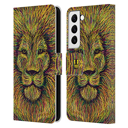 Coque Samsung S22 5G étui portefeuille cuir Lion Griffonnez Head Case Designs