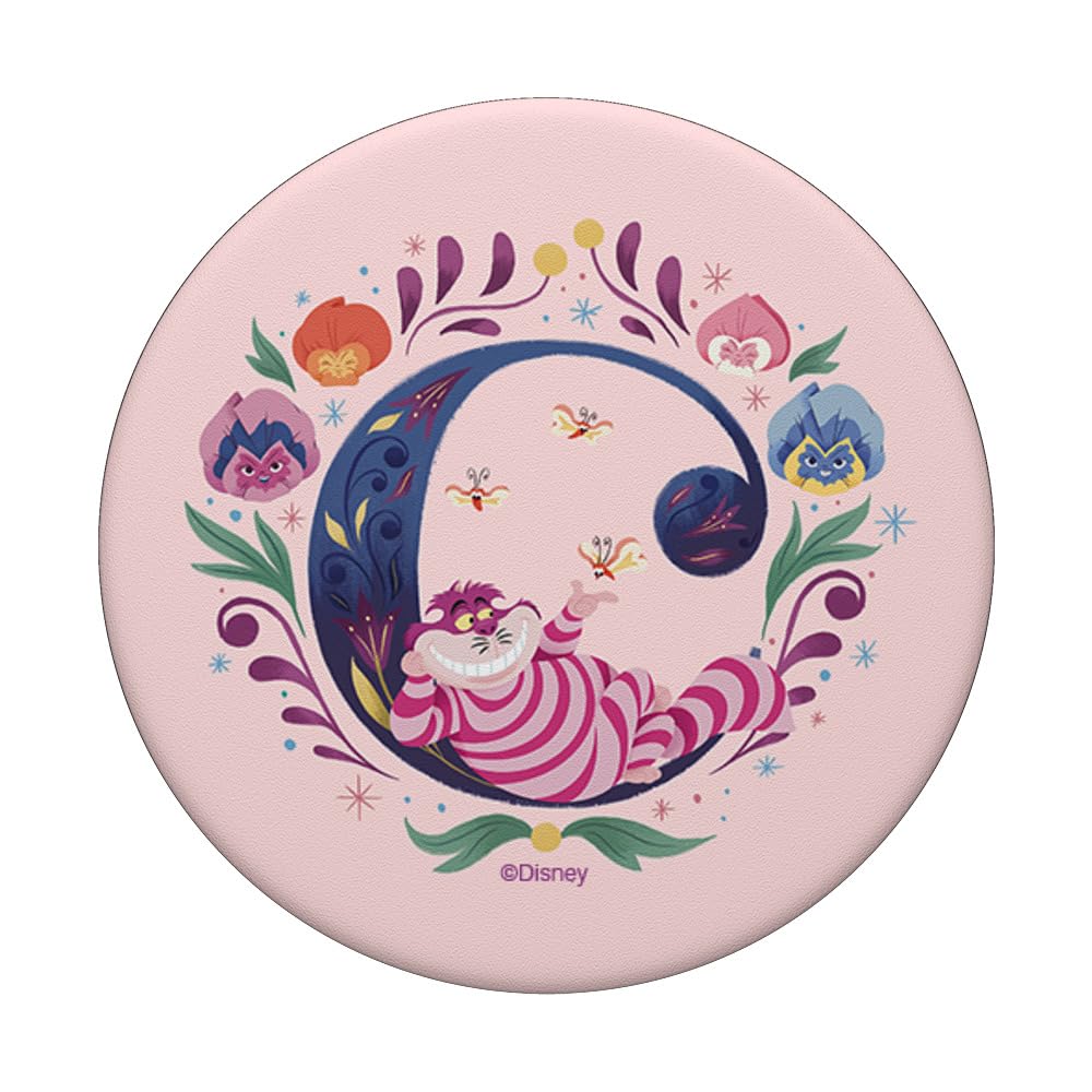 Disney Alphabet Monogram Letter C for Cheshire Cat PopSockets Swappable PopGrip, Black - Image 3