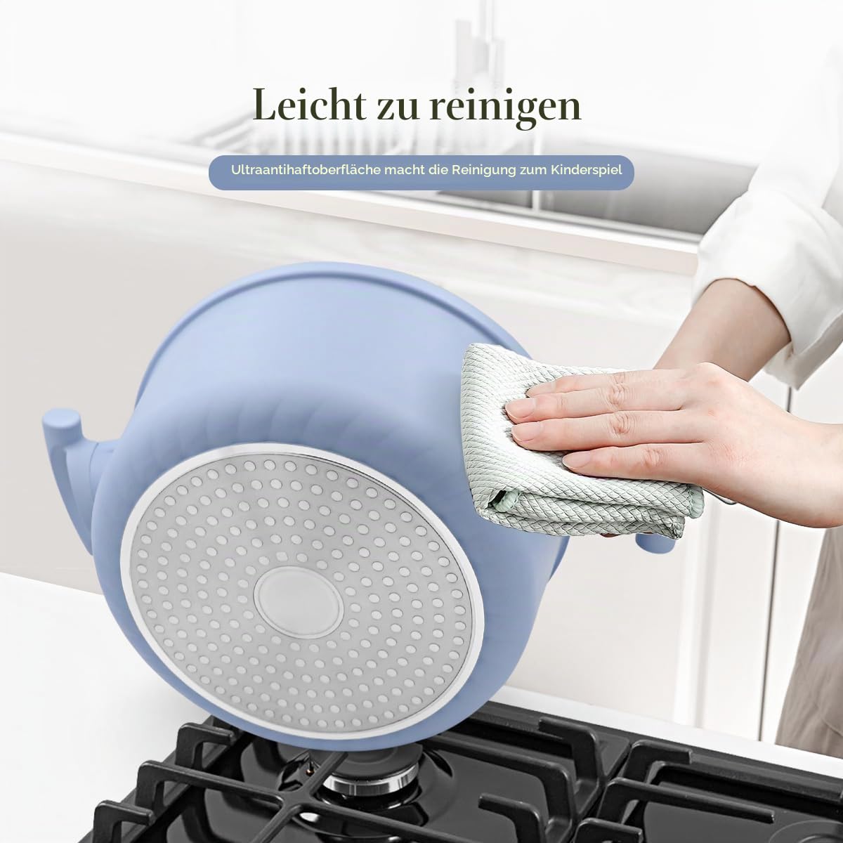 7L Suppentopf 28 cm mit Aluminium Deckel, Leicht und Langlebig, Antihaft-Kochtopf mit kühl bleibendem Griff, PFOA-frei- Blau