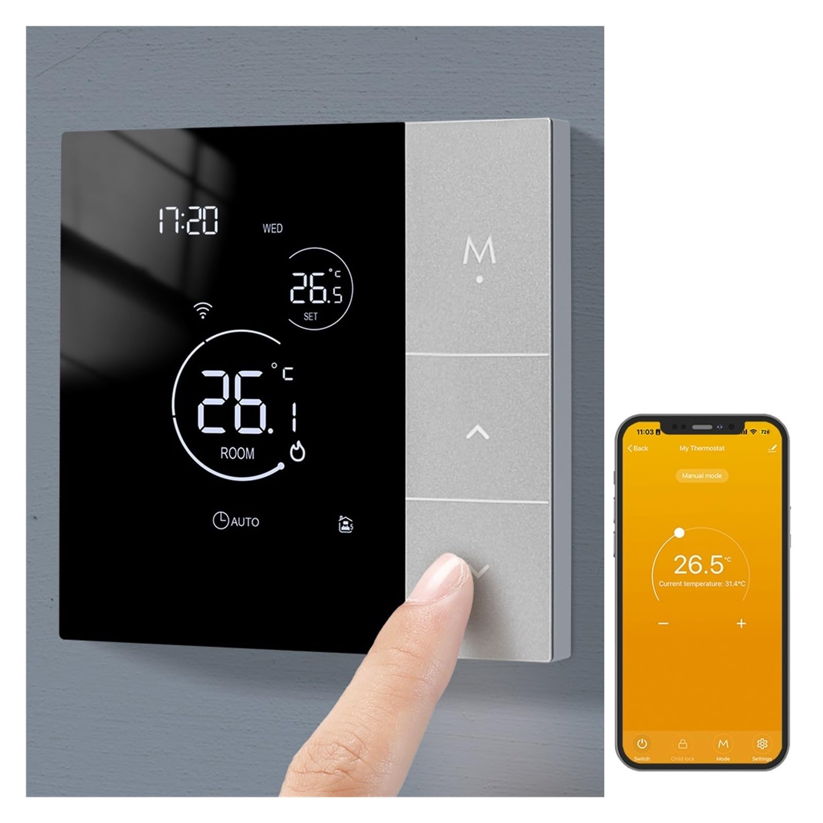 Digitaler Thermostat, WiFi-Thermostat mit Tuya Smart Home-Temperaturregler for warme elektrische Fußbodenheizungs-Temperaturregler(TGP508-WIFI-EP)
