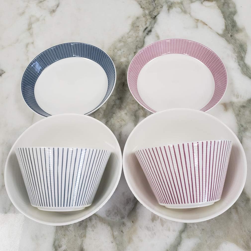 Hankook Chinaware Korean Fine Bone China [Cozy Pink] 6-Piece Gift Set, Dinnerware, Dojagi, bowls, Service for 2