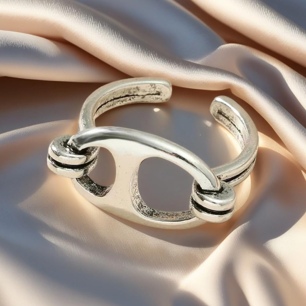 Vintage Silver Adjustable Ring for Women, Boho Stackable Statement Ring, Antique Style Jewelry Gift - Image 4