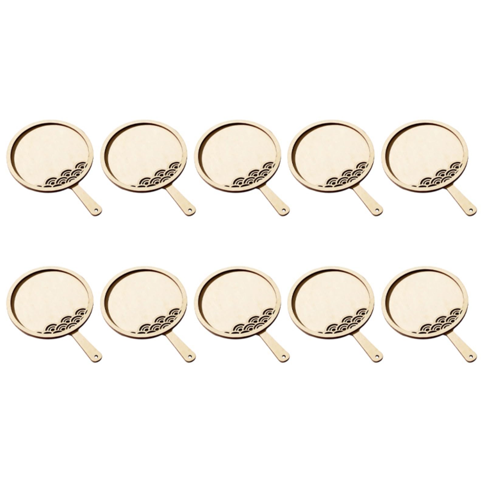 Xinsheinelry 10Pcs Wooden Ancient Handle Fan Unfinished Wooden Fan Shape Cutout for Art Painting Craft and Home Decoration Empty Chinese Admirers