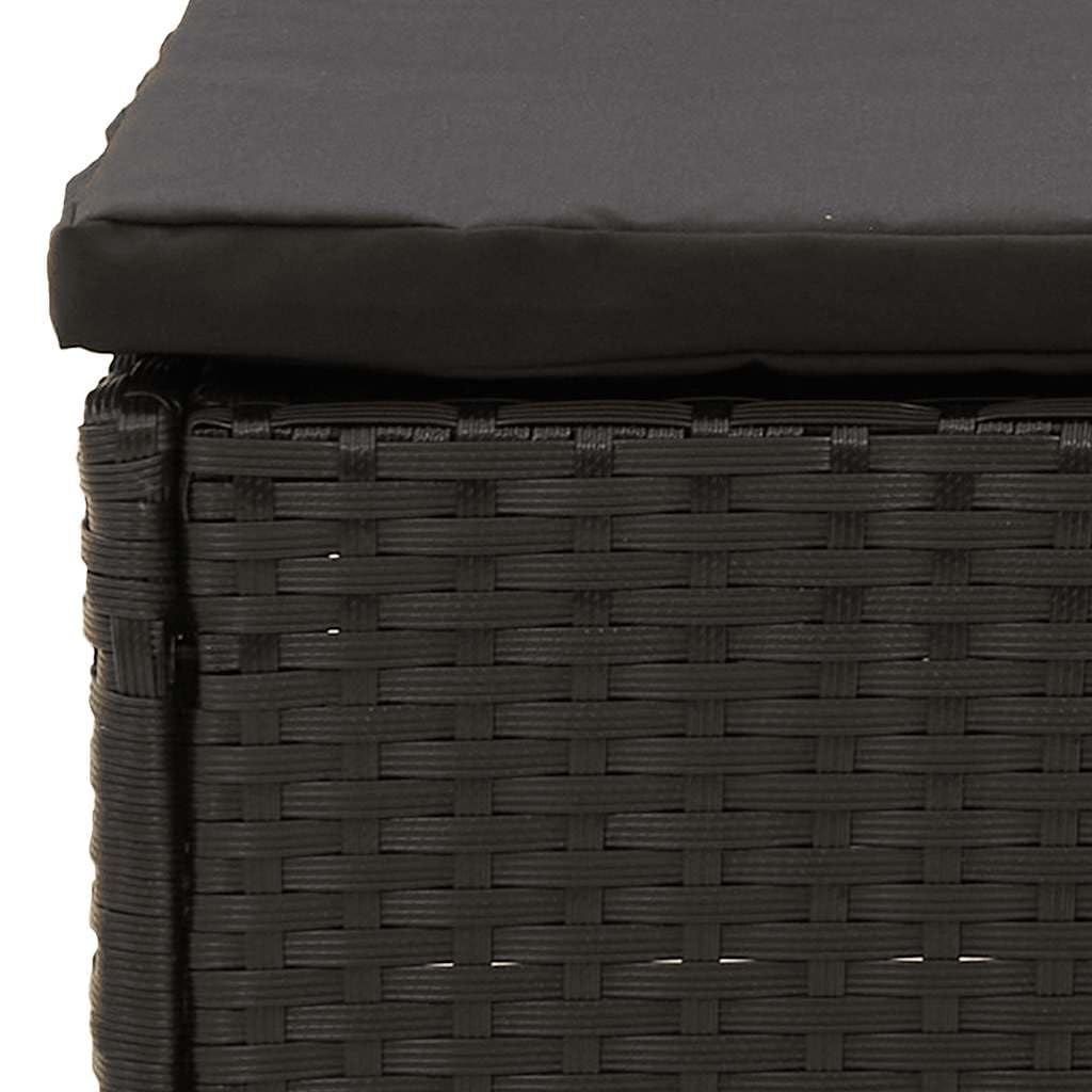 vidaXL Tabouret de Jardin avec Coussin, Repose-Pied de Terrasse, Pouf de Patio, Meuble d'Extérieur Arrière-Cour, Noir Résine Tressée