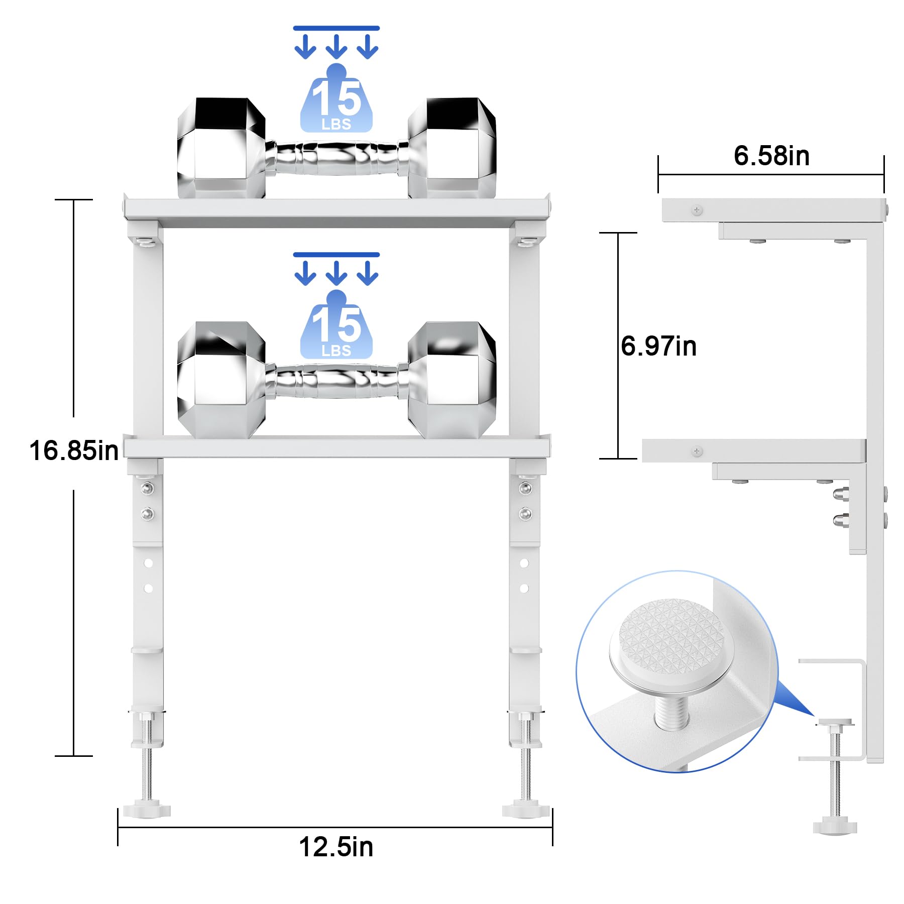 Spacrea 2 Tier Desk Shelf - Clamp On Storage -3
