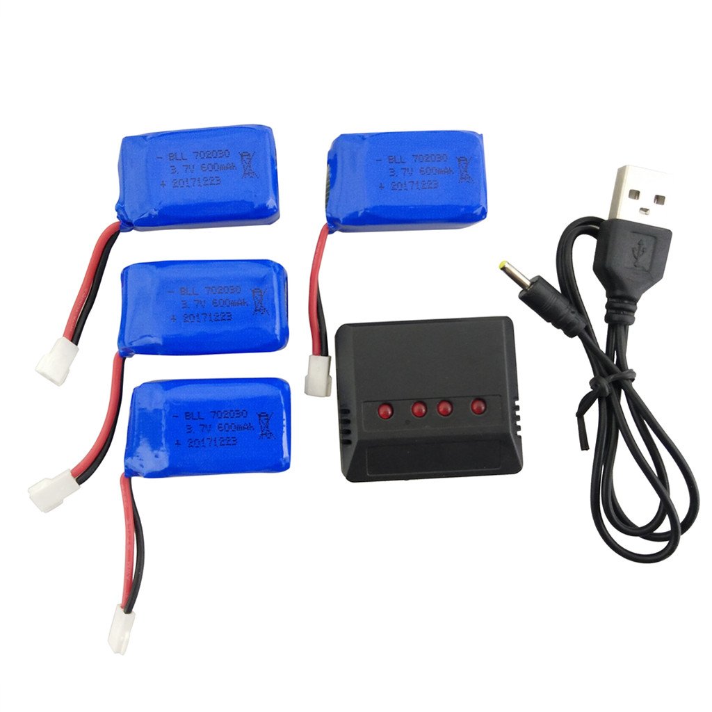 sea jump Accessories for SYMA X9 Quadcopter 4PCS 3.7V 600mah Lithium Battery + 4in1 Charger Spare Parts Land-Air Dual-Use RC Drone