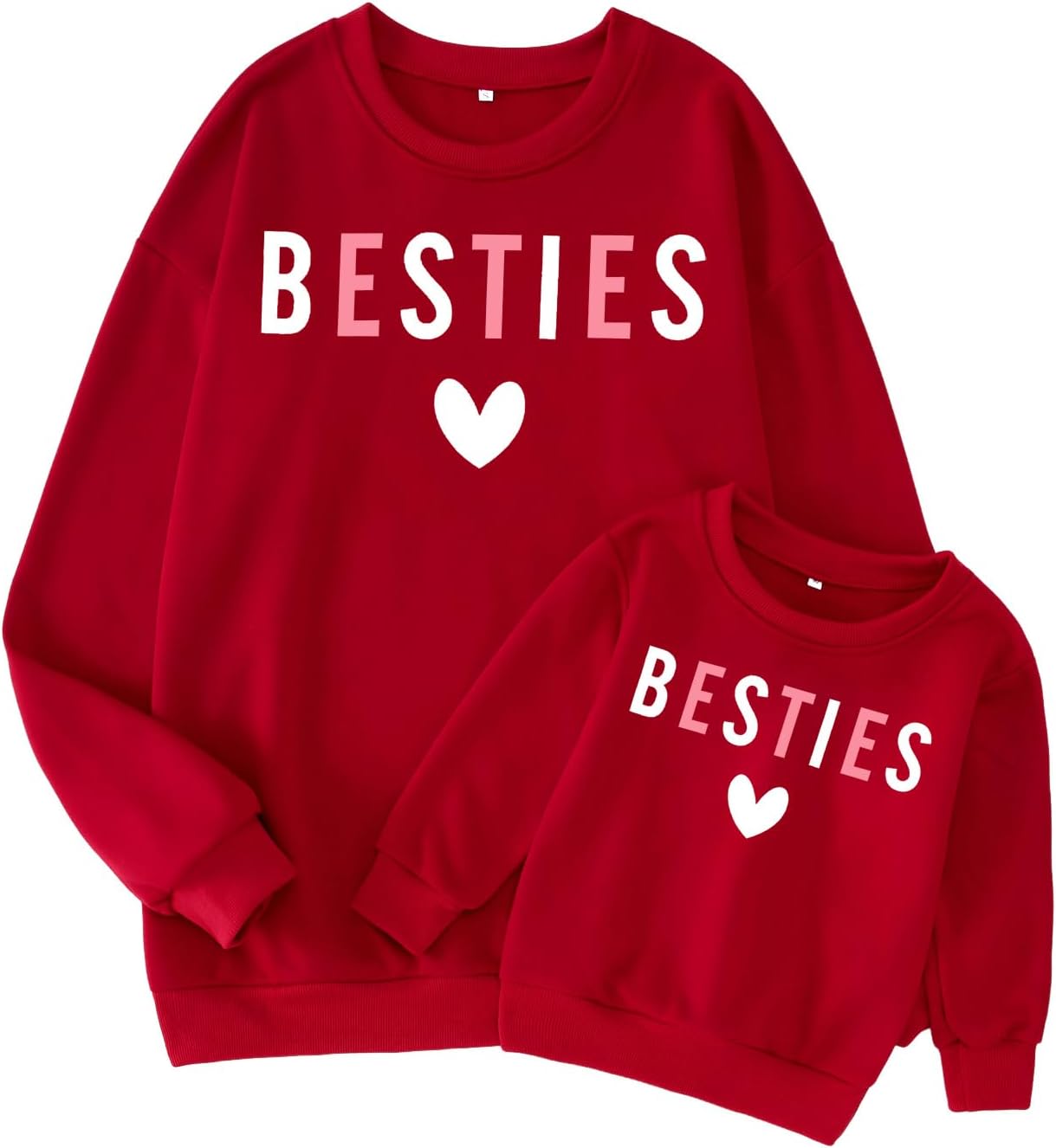 SOFEON Mommy and Me Valentines Sweatshirt Love Heart Besties Letter Pullover Family Matching Outfit Long Sleeve Tops