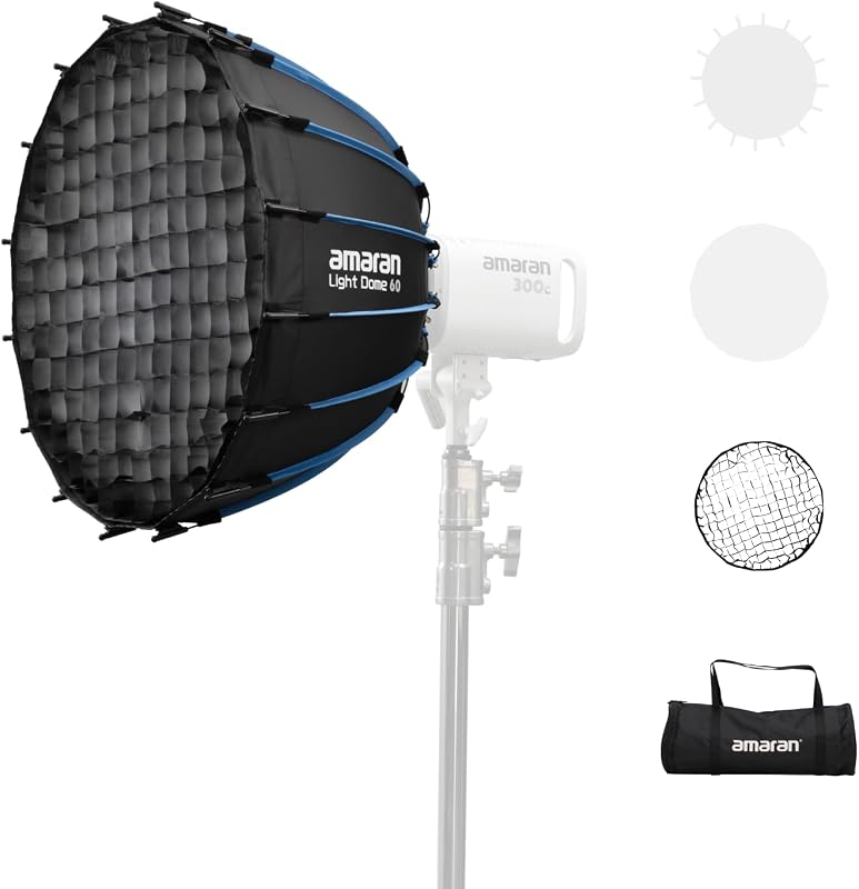 Light Dome 60 Softbox, montaje Bowens de liberación rápida con un solo clic, modificador de luz suave plegable, modificadores de control de estudio de iluminación, Softbox para amaran 60/100/200/300c/150c (Light Dome 60)