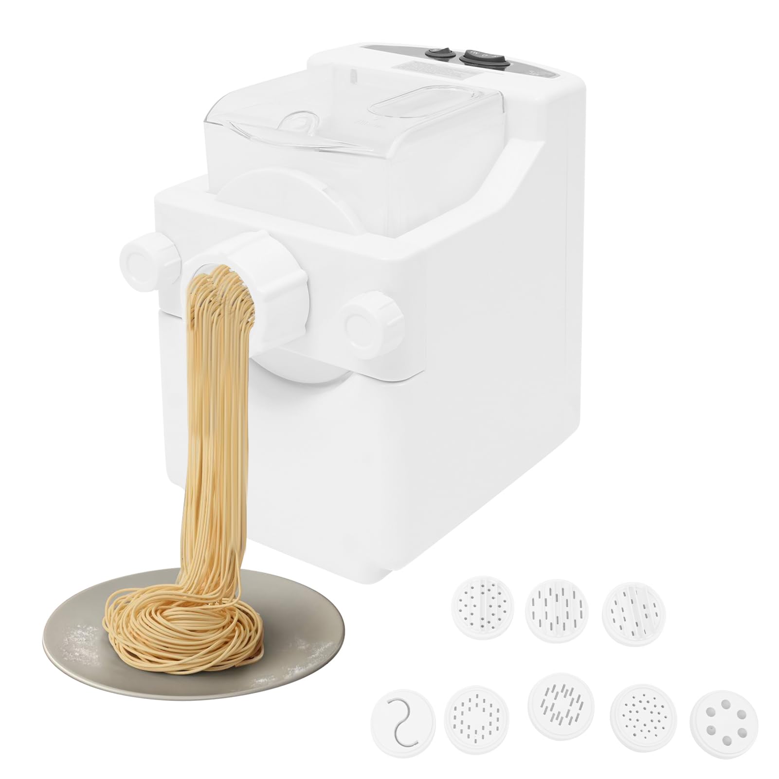Elektryczna maszynka do makaronu, 180 W, 220 V, wielofunkcyjna maszyna do makaronu z 9 tarczami do makaronu, do makaronu, do makaronu, spaghetti, fettuccine i penne