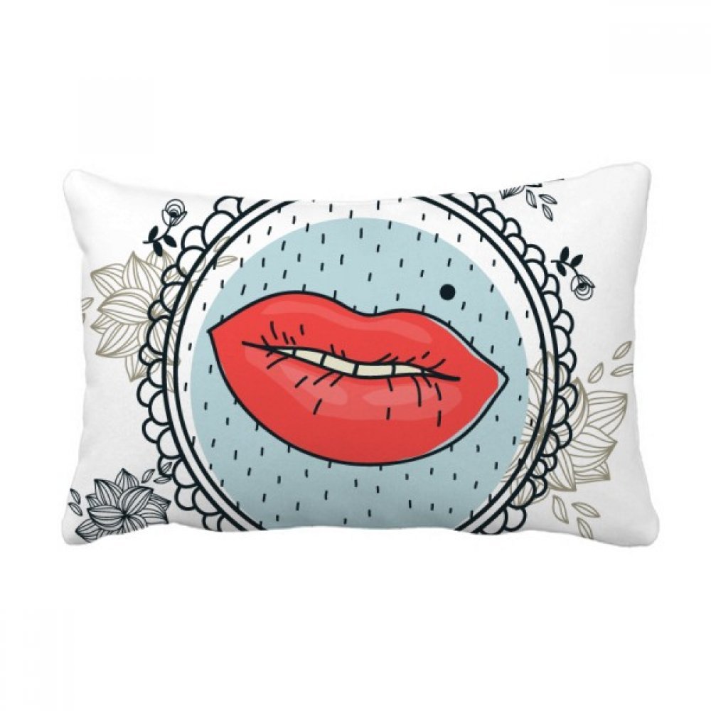 Coussin décoratif cadeau original motif lèvres et cadre de fleurs pour une crémaillère