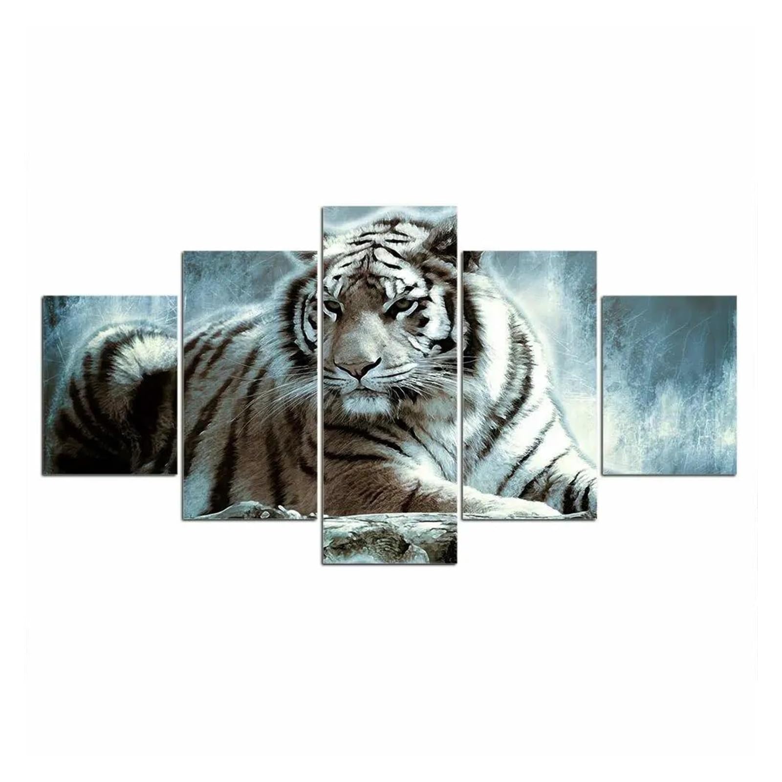 Décorations de maison en toile pour habiller un grand mur vide - Set de 5 pièces forêt et tigre
