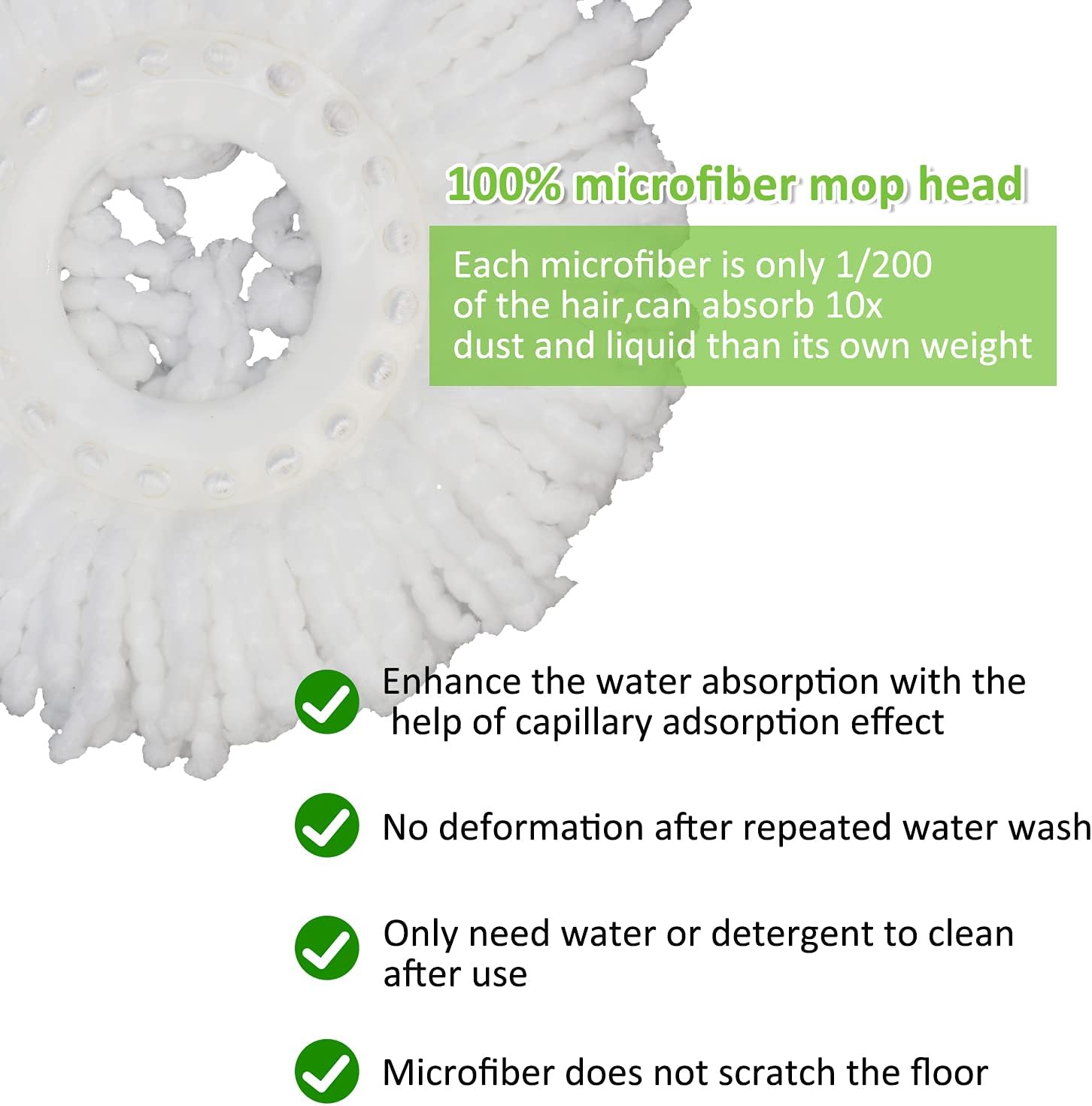 4 Pack Spin Mop Replacement Head - 360 Microfiber Spin Mop Head Refills with Round Mop Pads