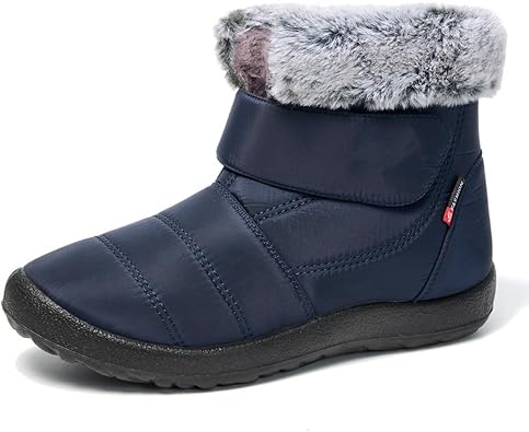 Womens Snow Boots Winter Shoes with Fur Lined Warm Slip On Ankle Boots for Women Waterproof Comfortable Thermal Soft Non Slip Walking Shoes Outdoor Hiking Anti Slip Insulated Short Booties