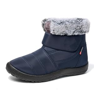 Snow Boots for Women Men Warm Fur Lined Ankle Boots Waterproof Slip On Comfortable Winter Booties Thermal Lightweight