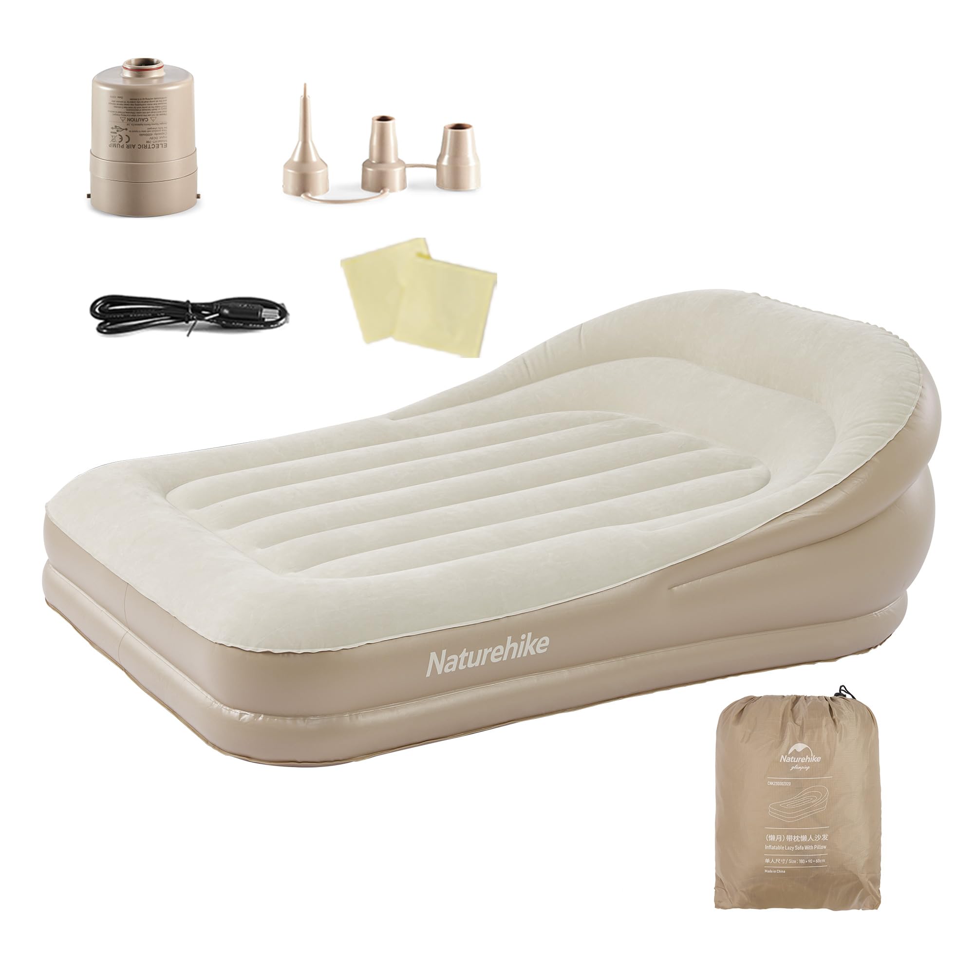 Naturehike Aufblasbares Sofa für Zuhause, Camping, Picknick im Freien mit integrierter Pumpe und 300 kg Tragfähigkeit bequemes Luftsofa für Drinnen & Draußen
