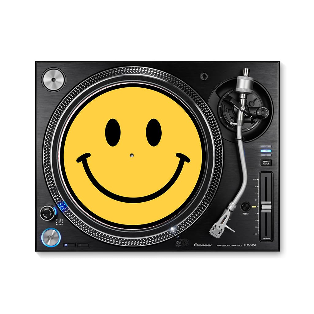 Smiley Face - Alfombrilla para tocadiscos gráfico - Alfombrilla de 29,84 cm para tocadiscos de vinilo de 12 pulgadas - Mejora el soporte de sonido - Alfombrilla de fieltro de 0.12 pulgadas de grosor
