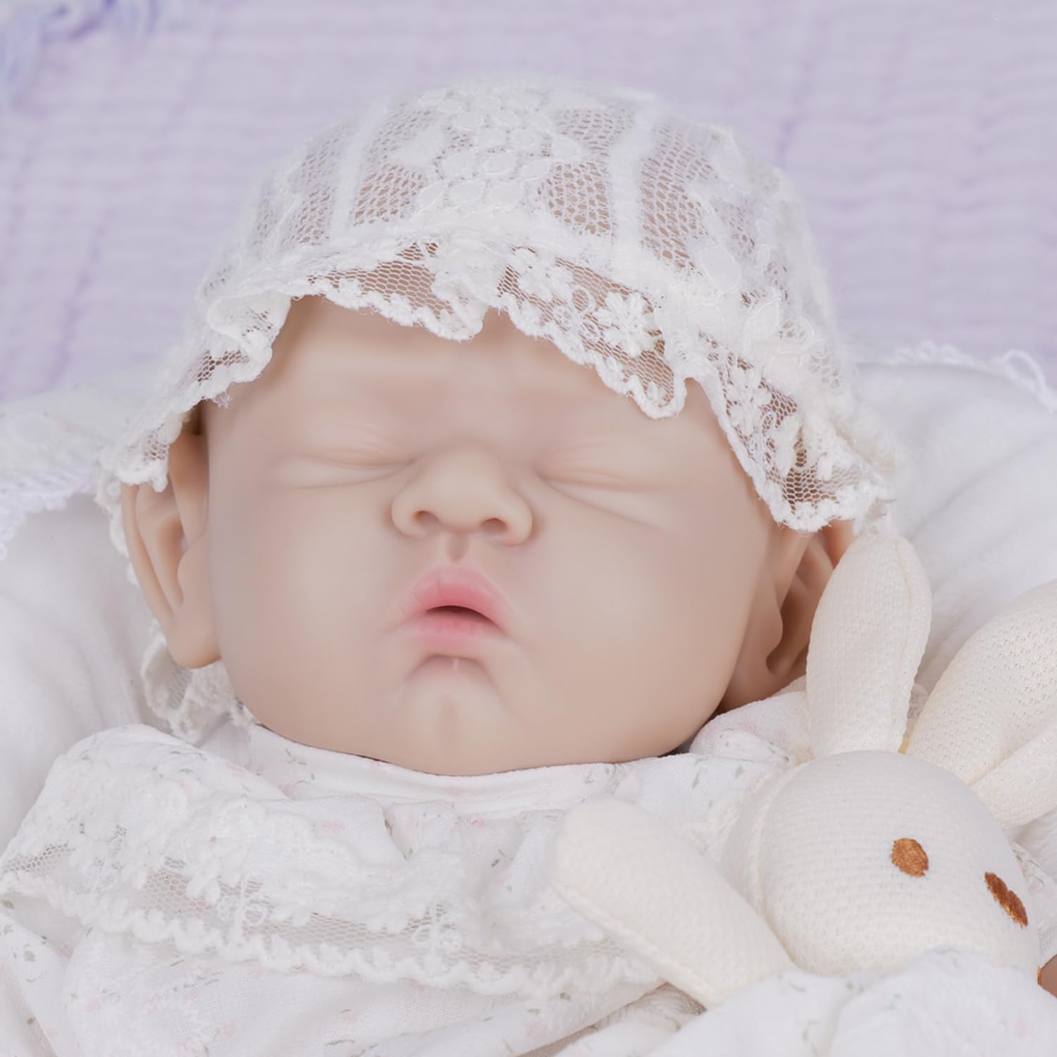 IVITA Ganzkörper Silikon Reborn Baby Puppe Weich Neugeborene Babypuppe Kann Schnuller Fressen Mädchen 35CM