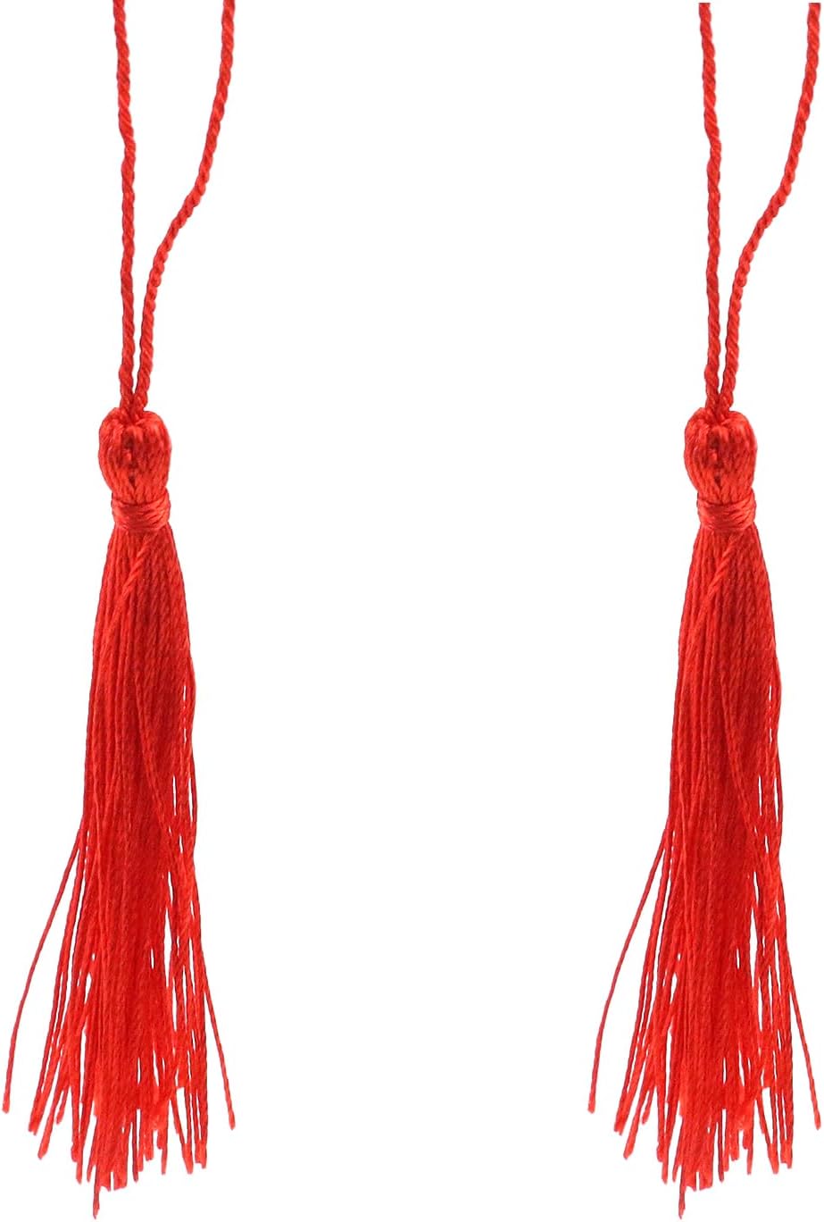 KUMGROT 5 Inch Mini Tassels Red Bookmark Tassels Crafts Tassels with Cord Loop Soft Flossy Decorations Tassels for DIY Craft Graduation Cap Jewelry Gift Making, 100 PCS image 5