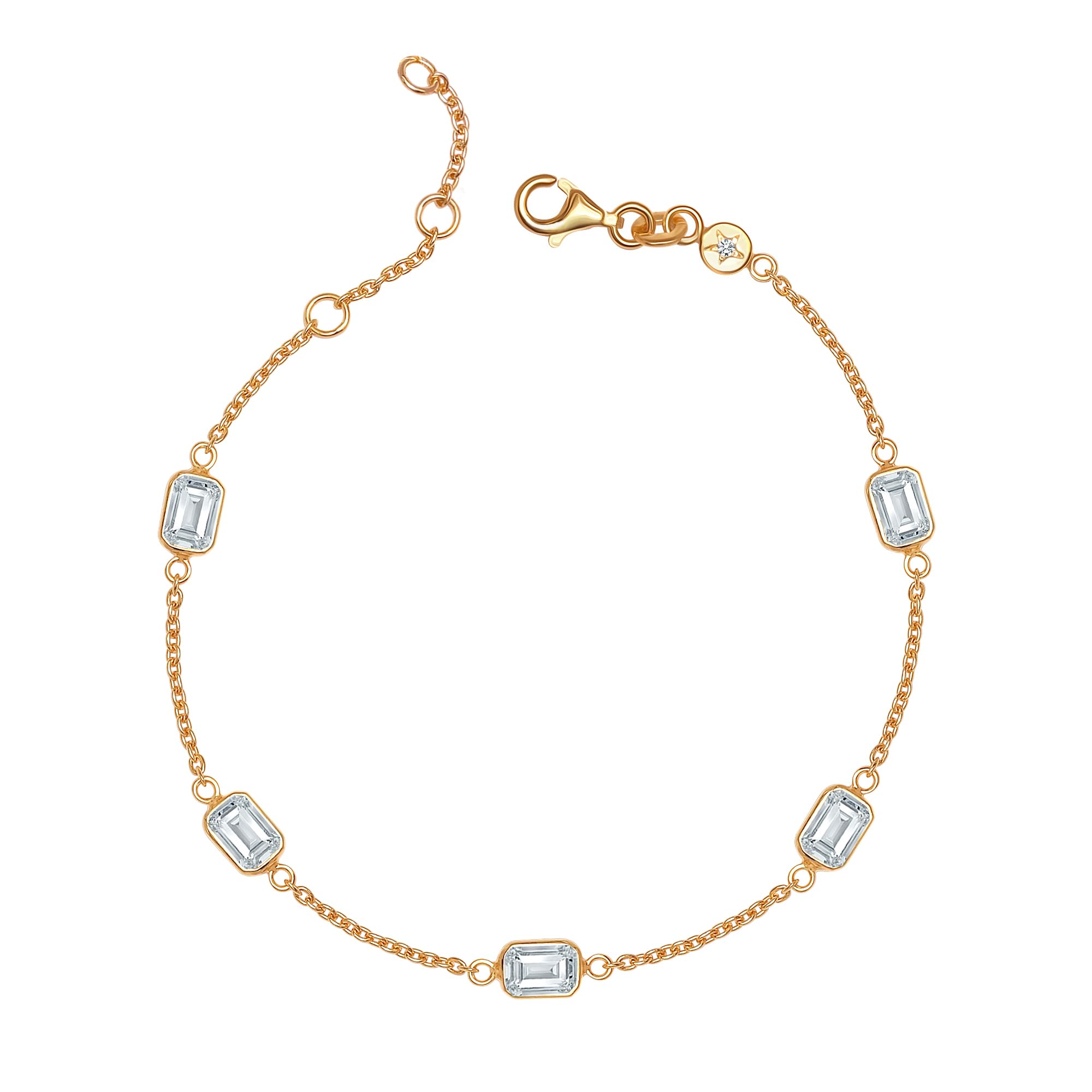 LeCalla 925 Sterling Silver CZ Station Bracelet Lightweight Classic Italian Pearl Zirconia Bracelet for Women Mom Grandma Sisters
