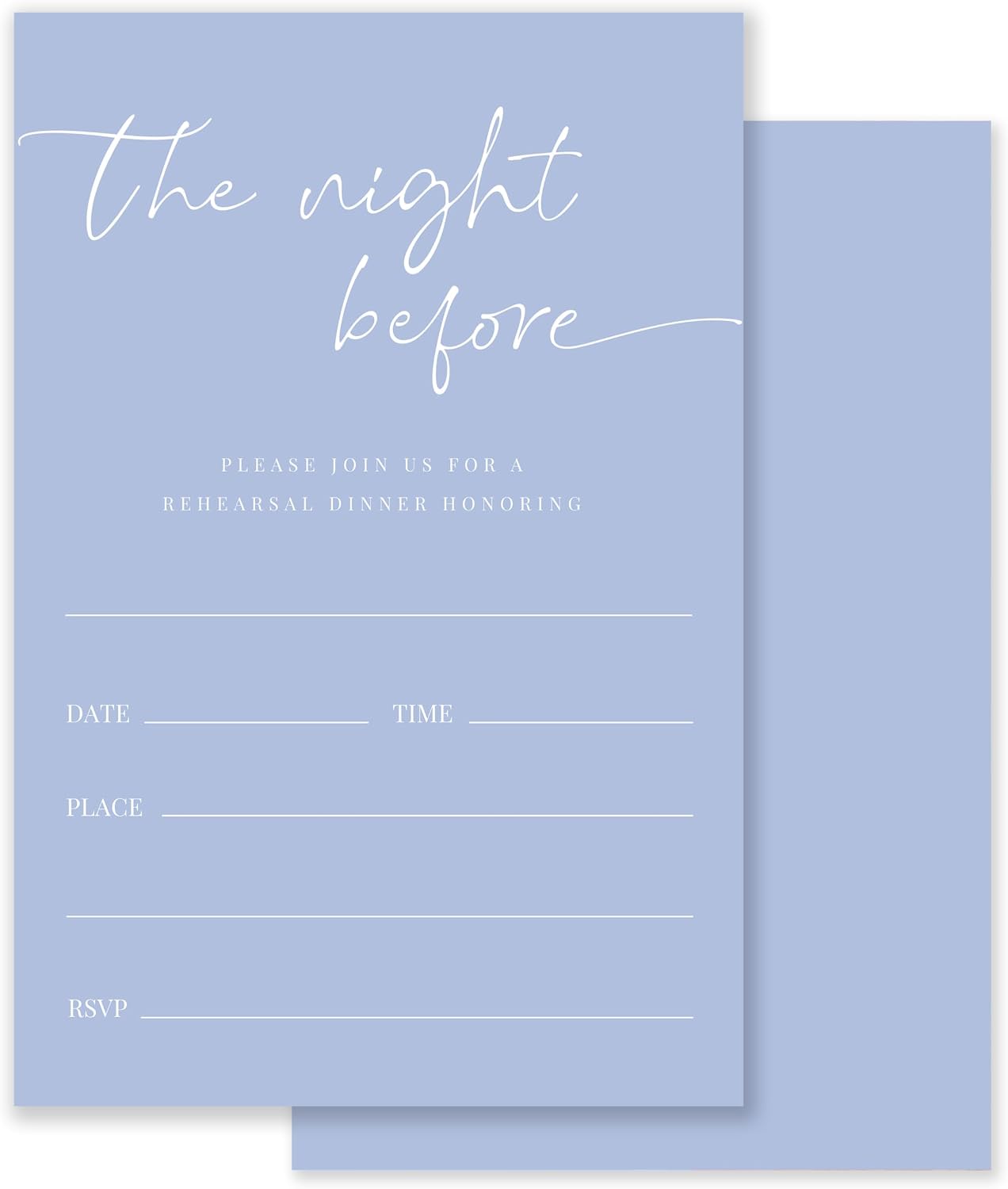 Wedding Rehearsal Invitations – 20 4x6 Inch Cards with Envelopes, The Night Before Design, Simple and Elegant Pre-Wedding Dinner Invitation Kit for Family and Friends.(020)