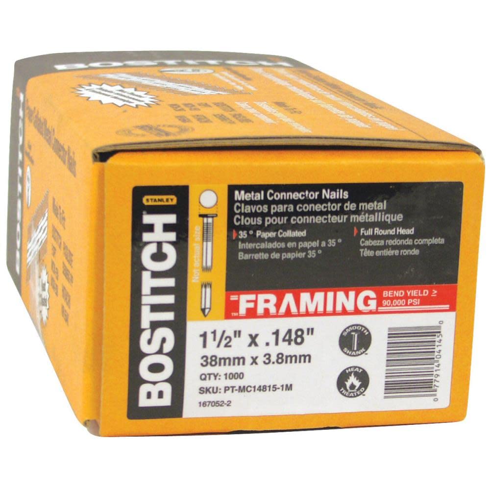 BOSTITCH PT-MC14815-1M 1 1/2 pulgadas x .148 clavos de conector de metal recopilado (1000 por caja) por BOSTITCH